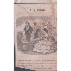 Antique 1850s Saturday Evening Post City Scenes Woodcut Engraving Clipping